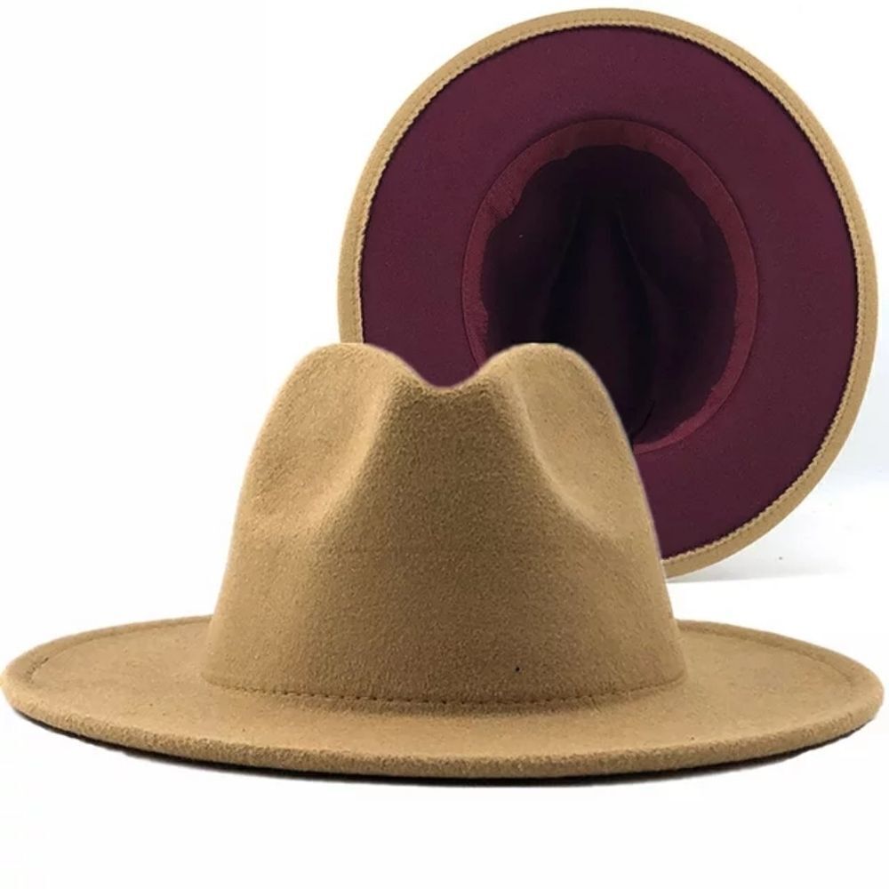 Caramel with Burgundy base Fedora Hat